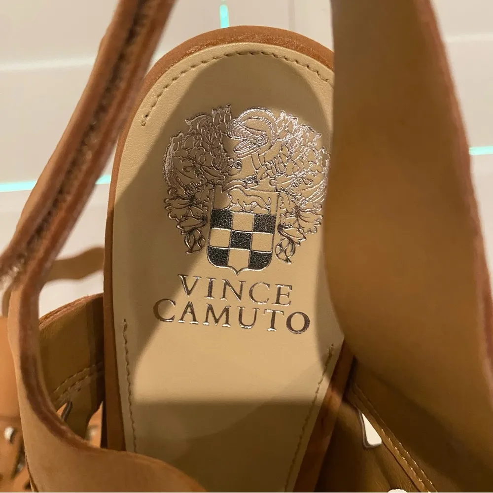 Vince Camuto Women’s Tan Heeled Sandals with Cutout Design Size 10M - Image 6