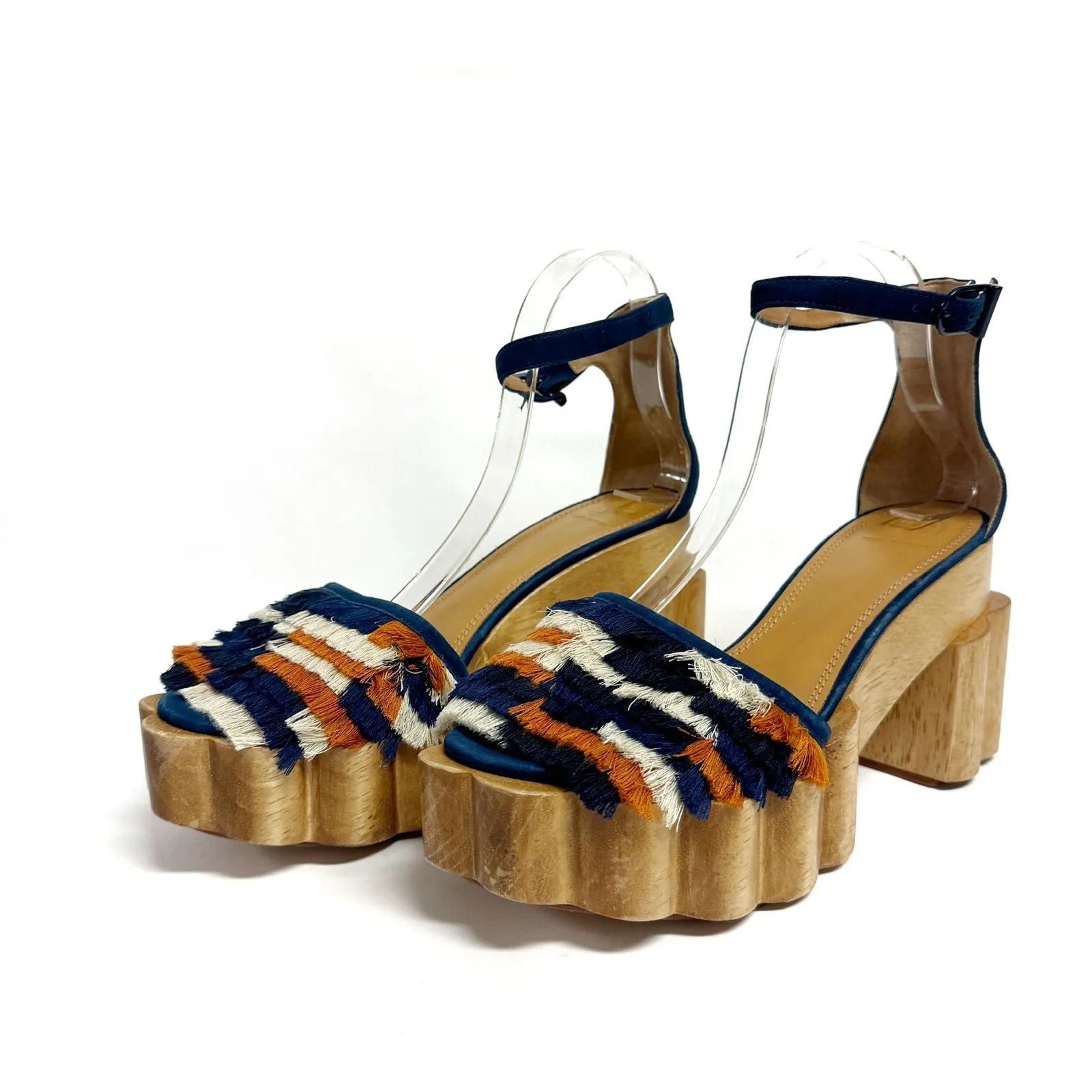 Tory Burch Alma Platform Sandals Womens Sz 9.5 Fringe Boho Wood Sole NWOT $595 - Image 4