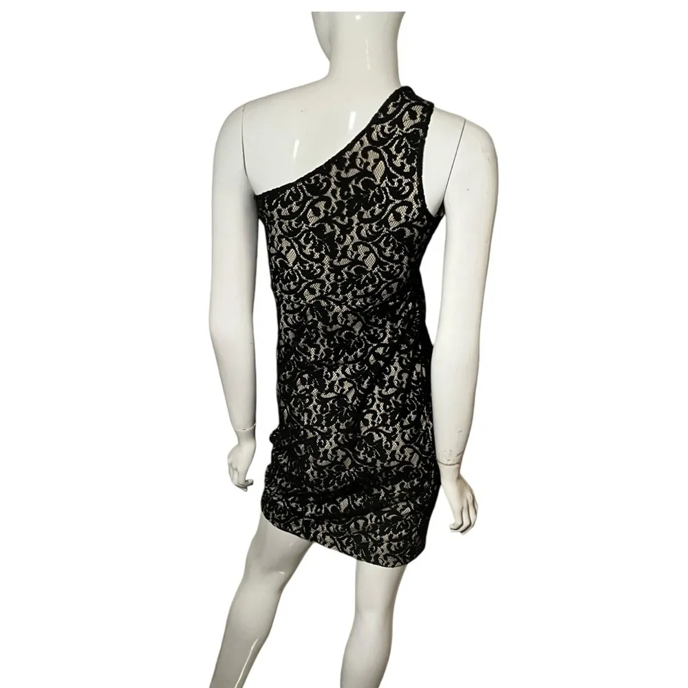 Vintage The‎ limited black lace one shoulder sleeveless mini dress 4 - Image 3
