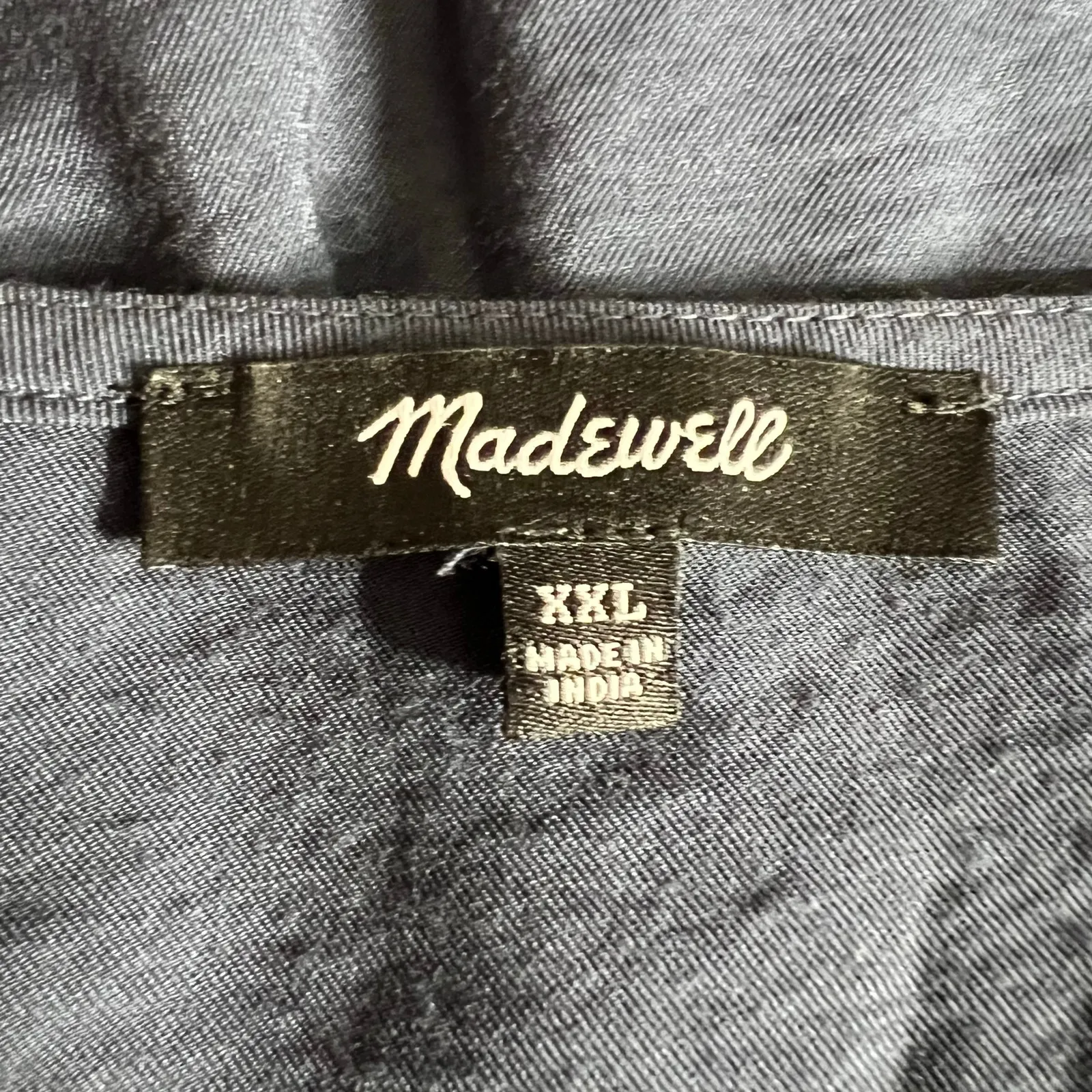 Madewell Womens Peplum Top V Neck Button Down Puffed Short Sleeves Navy Blue XXL - Image 7