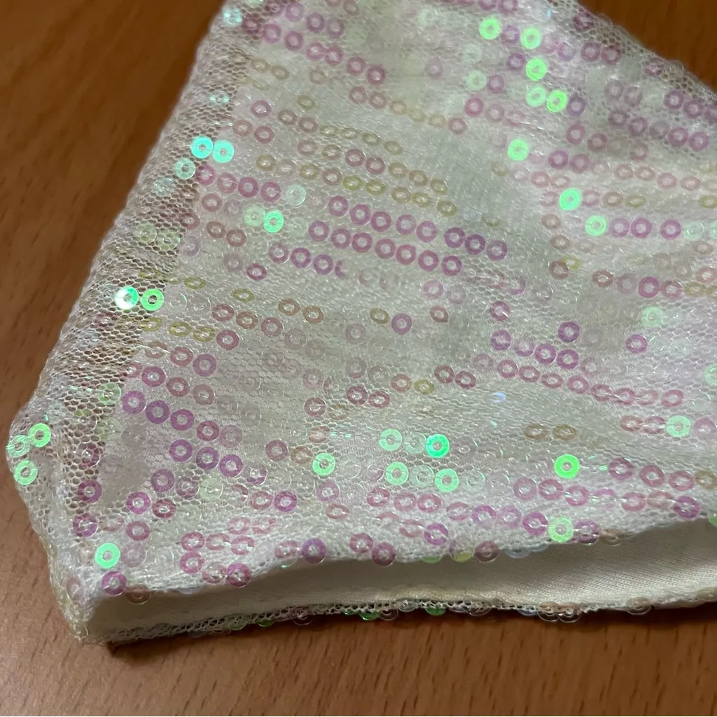 White Sequin Face Mask with Adjustable Straps - Image 4