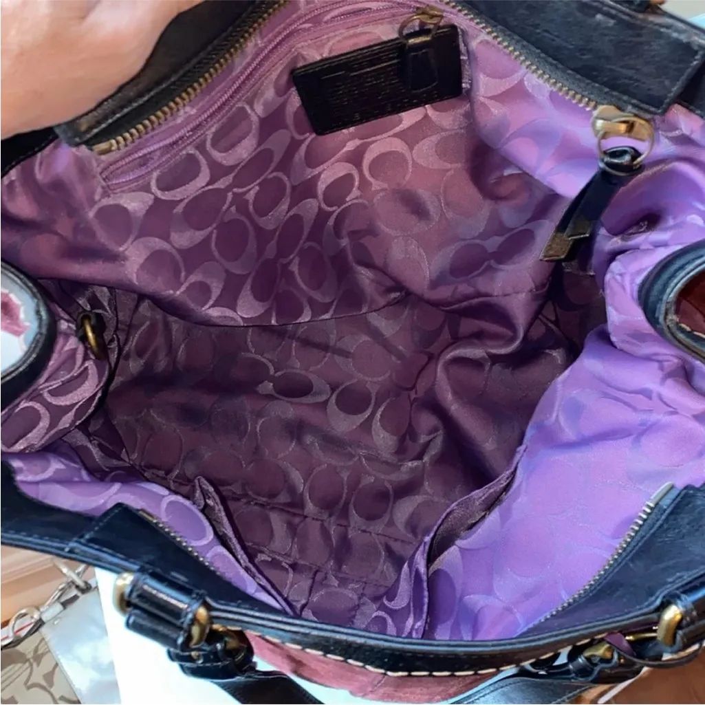 Coach  Burgundy Suede Hampton Shoulder Bag - Image 7