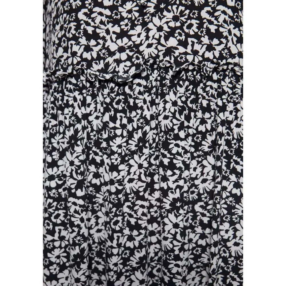 Zara white‎ black midi ruffle floral dresss size medium boho relaxed fit flowy - Image 4