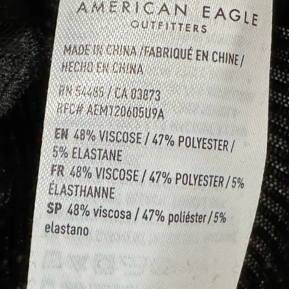 New American Eagle Black White Speckle Long Sleeve Ribbed Crop Top Women's Sz S - Image 7