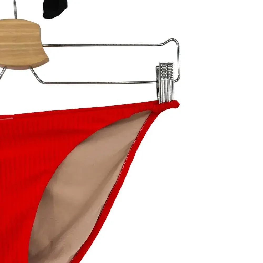 PilyQ Athena Full Coverage Bikini Bottoms‎ Swim Red Size Medium - Image 4