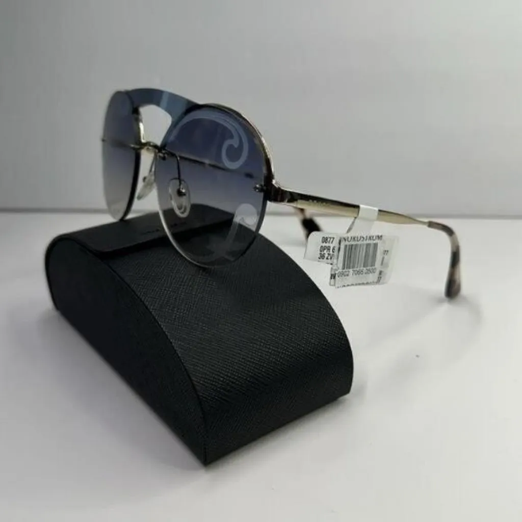 New Authentic Prada Gray and Gold Geometric Sunglasses - Image 12