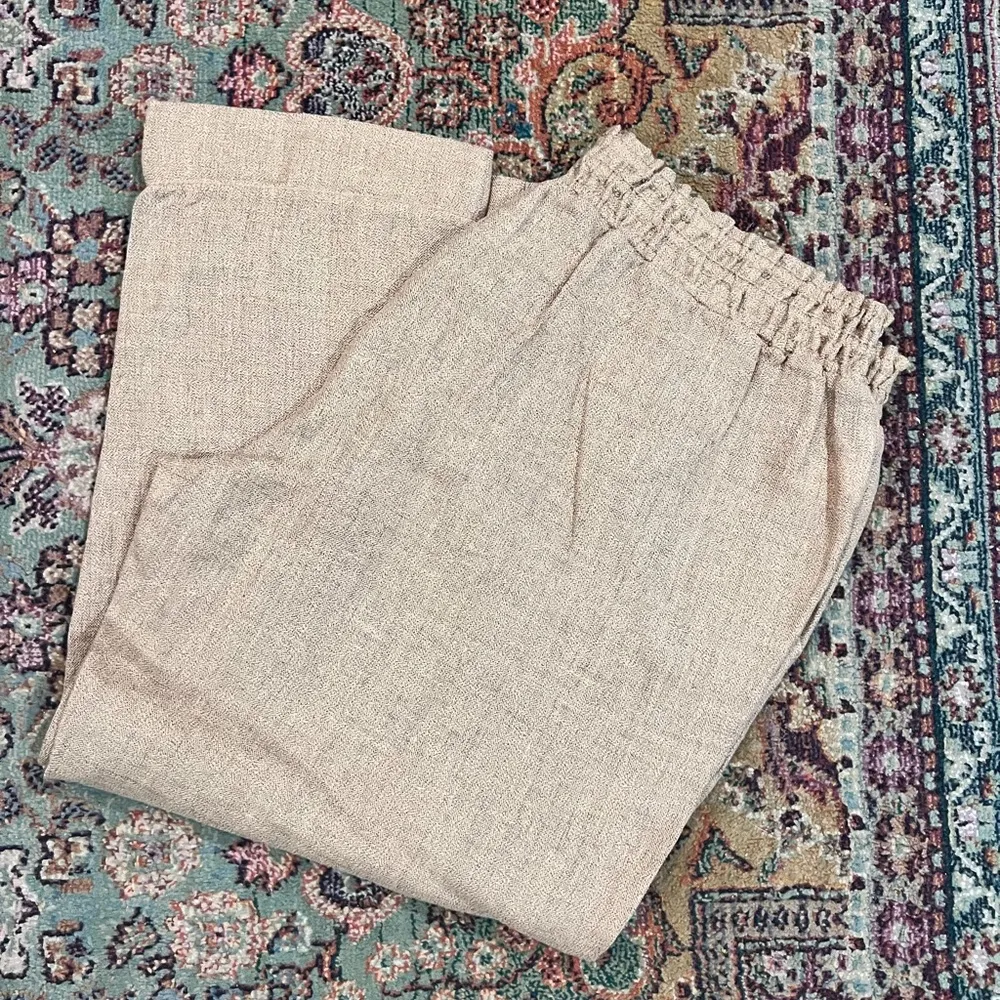 NWT Nurture Terra Firma Tan Linen Pants Size L - Image 6