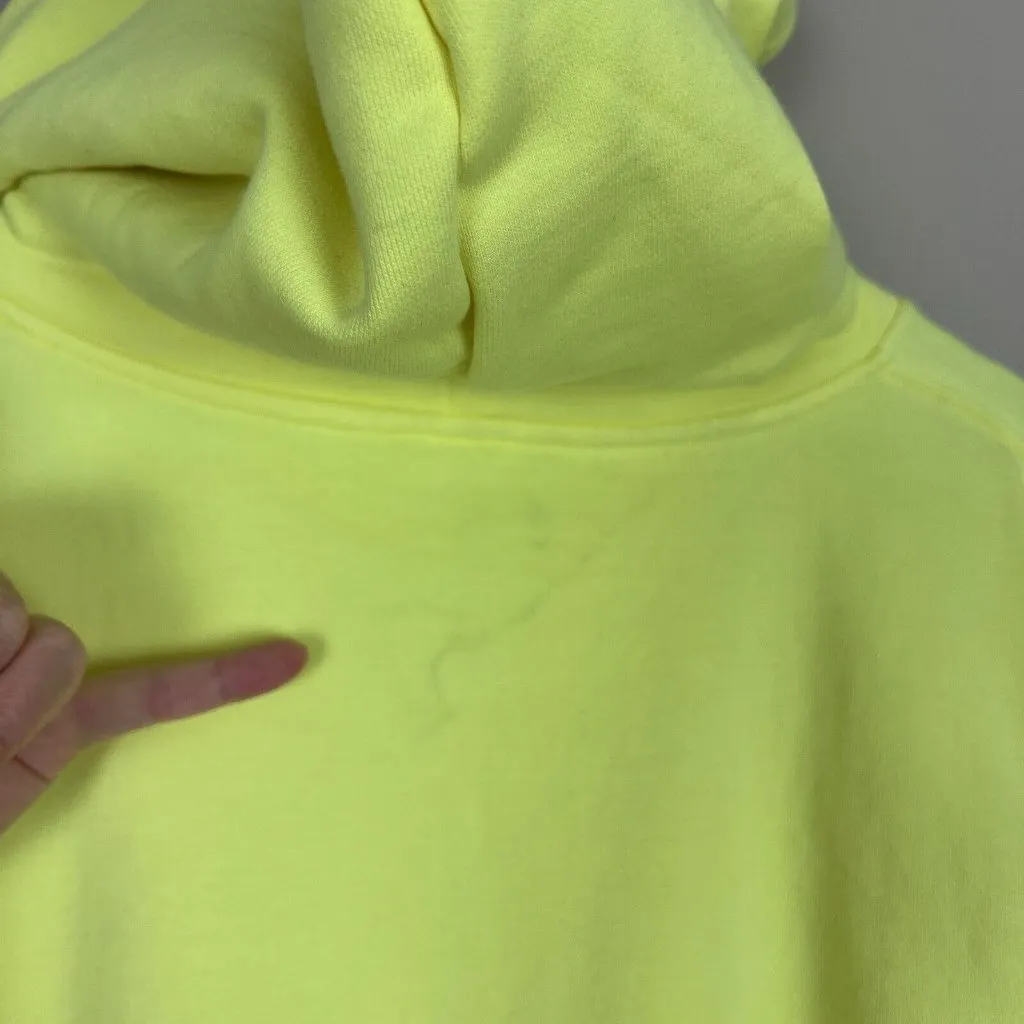 Teddy Fresh Hoodie Womens XL Highlighter Neon Yellow Cropped 100% Cotton Beaded‎ - Image 11