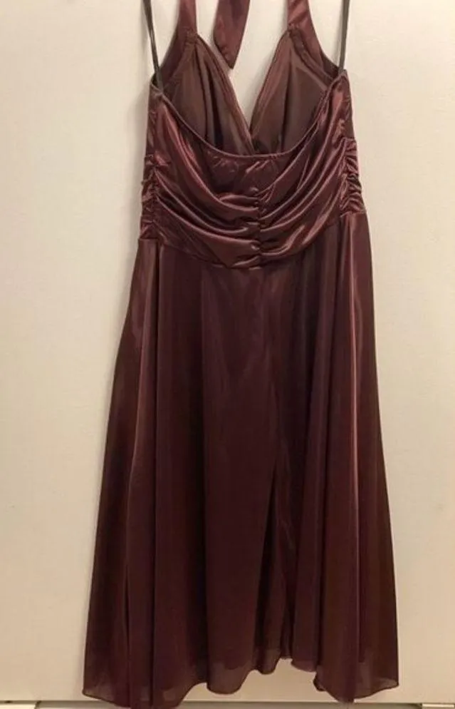 Ruby Rox Dark Plum Halter Dress - Image 3