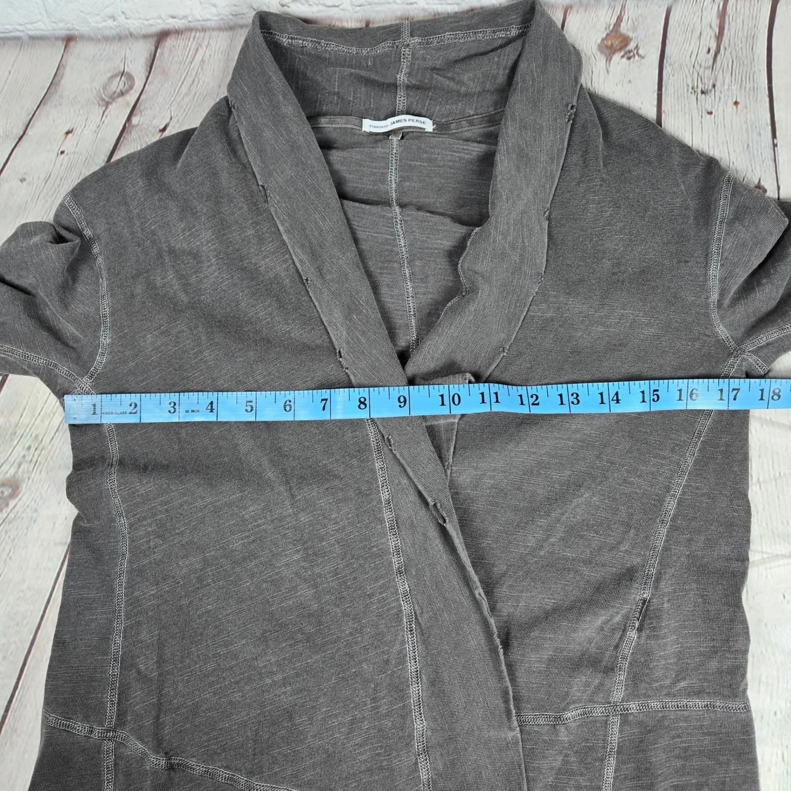 James Perse Gray Supima Cotton Draped Open Front Distressed Cardigan Sweater 1 - Image 7