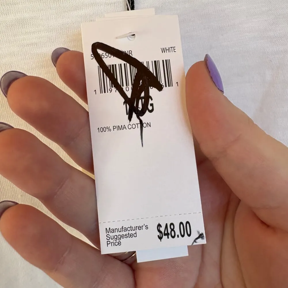 NWT Industry White Ruffle Flutter Sleeve Top Crewneck T - Image 8