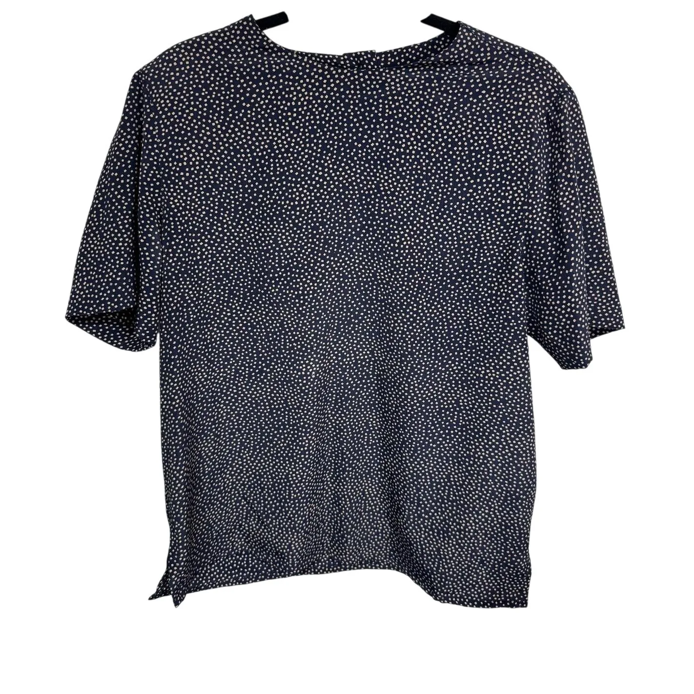 Vintage Alfred Dunner Women's Navy Beige Polka Dot Short‎ Sleeve Blouse Sz 10 - Image 2