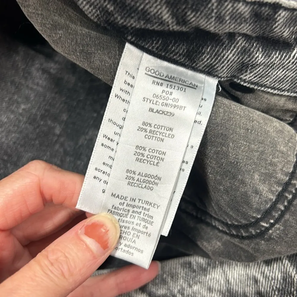 Good American Good '90s Loose Fit Jeans Denim Cotton Gray Black NWT Size 16 - Image 7