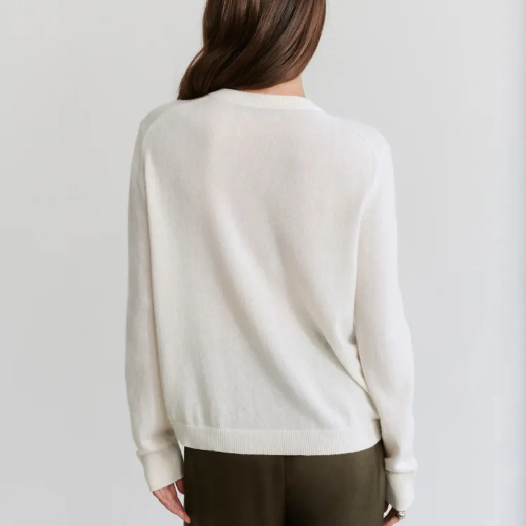 Jenni Kayne Flynn Cashmere Sweater Ivory Medium V-Neck Long Sleeves NEW - Image 2