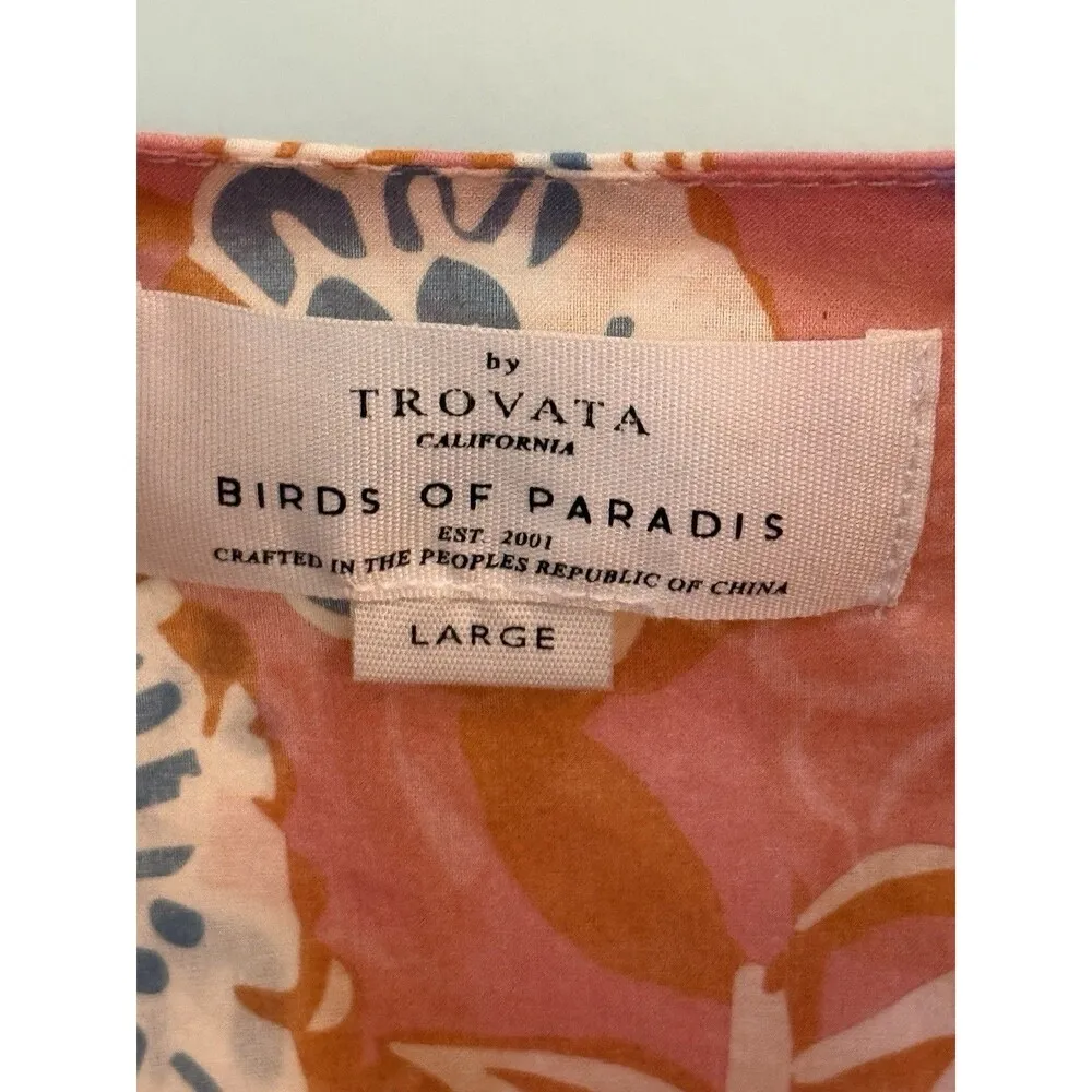 NWT Trovata Birds of Paradis Gia Puff Sleeve V Neck Mini Dress Floral Size Large - Image 4