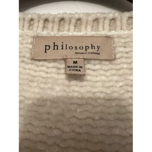 Philosophy M Ivory Chenille Knit Pullover Sweater Velvet Super Soft Long‎ Sleeve - Image 5