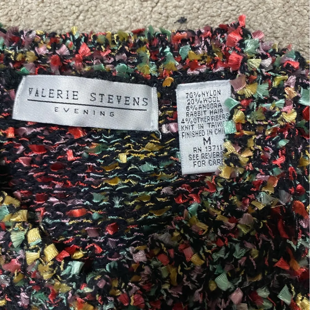 Valerie Stevens Evening Wool Blend Multi Color Crew Sweater Size M - Image 3