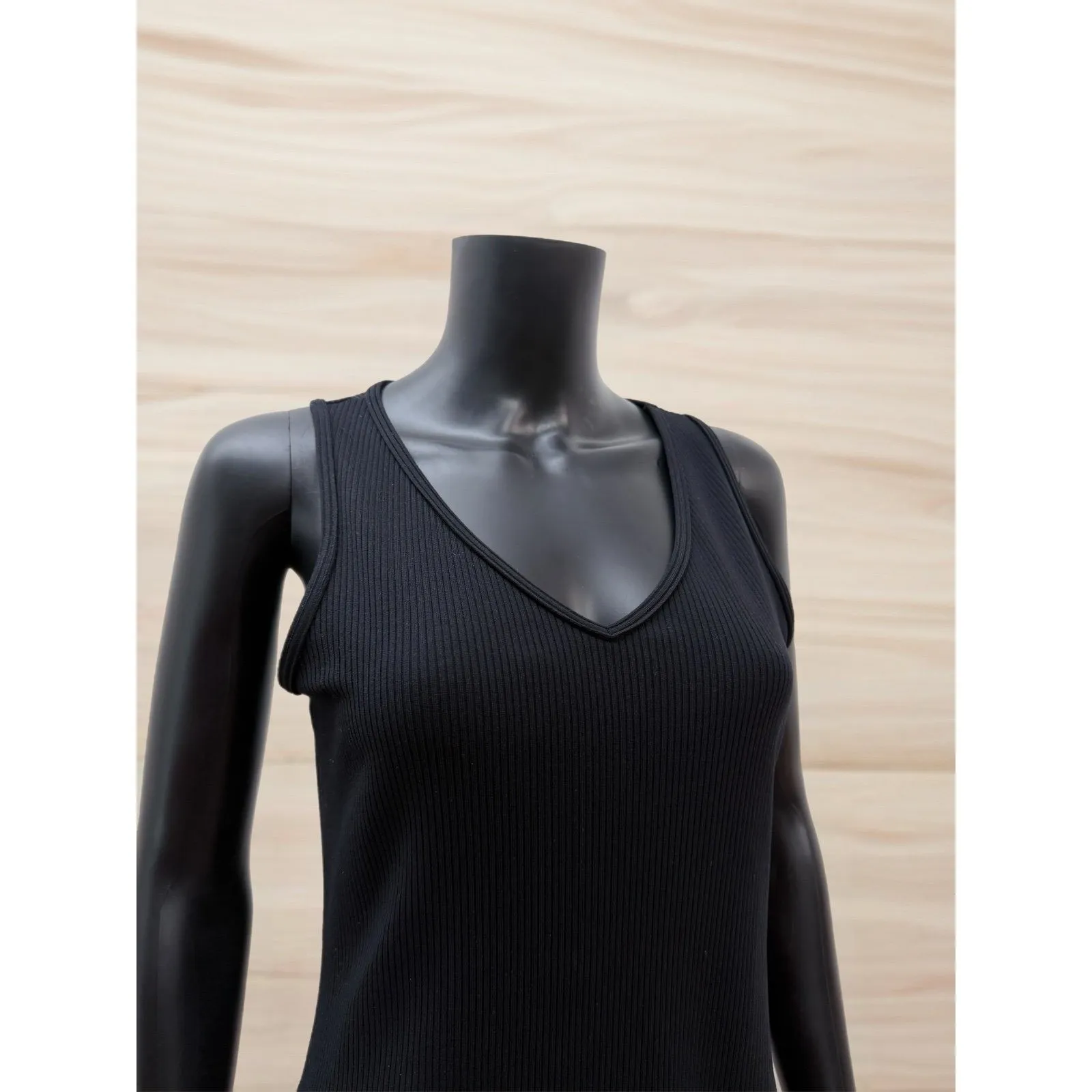 Danskin Black Ribbed Supplex Nylon Slip Dress Medium Made in‎ USA - Image 2