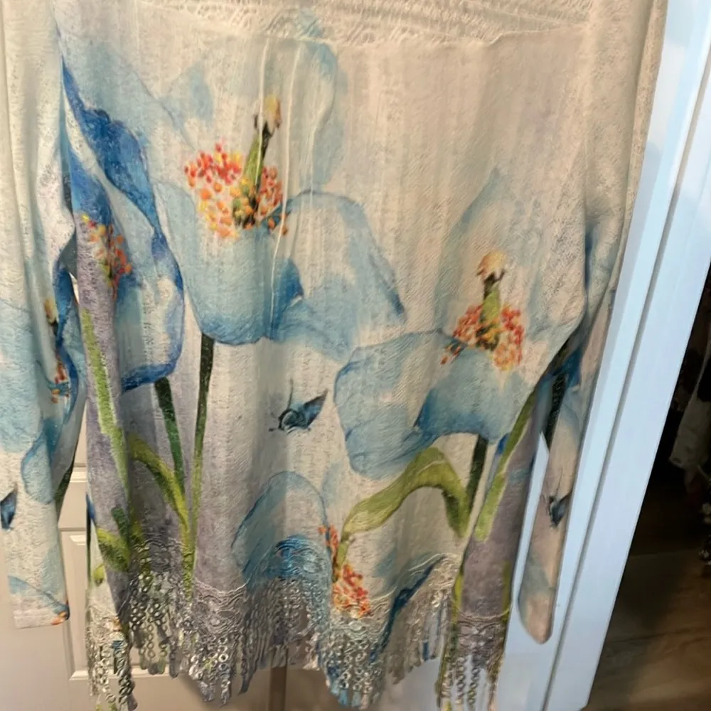 Floral Lace Trim beach cover up White Size XL - Image 2