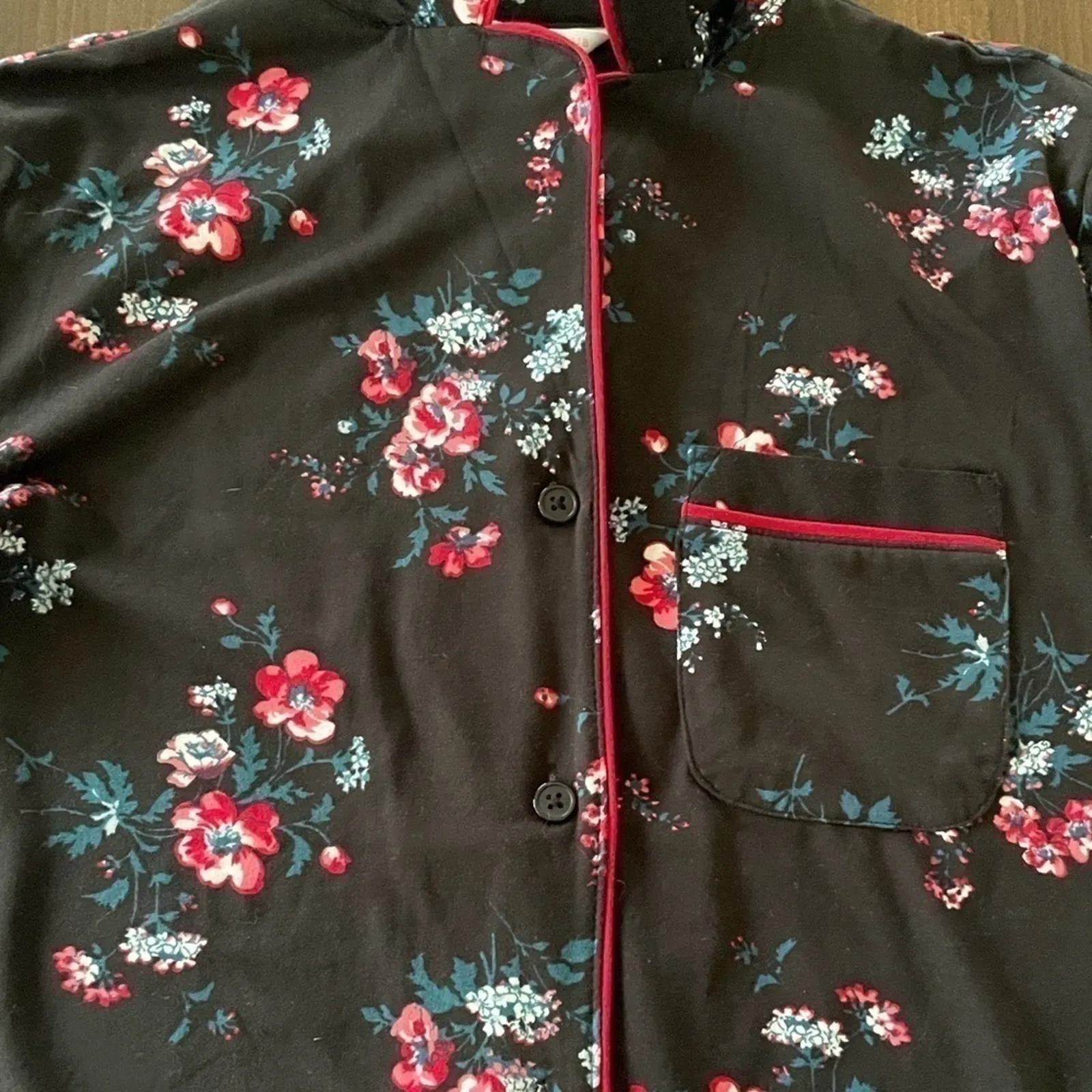 Charter Club Intimates Womens XS Black Floral Print Pajama Sleep Shirt Nightgown - Image 5