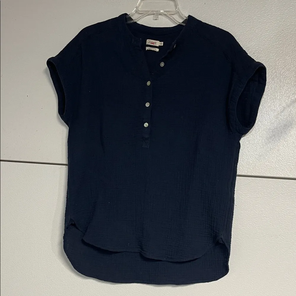 FAHERTY WOMENS DREAM DESMOND COTTON GAUZEY TOP BLOUSE NAVY BLUE XS - Image 2