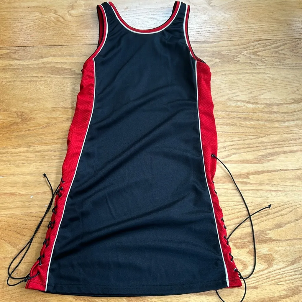 Chica Steve And Barry’s Bodycon Dress Size Medium Lace Up Black Red Basketball - Image 5