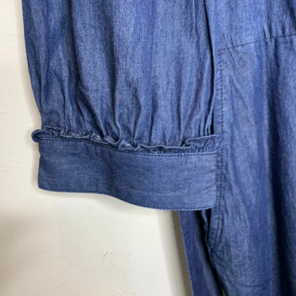 Draper James Tie Waist Jumpsuit in Chambray Sz XL - Image 9