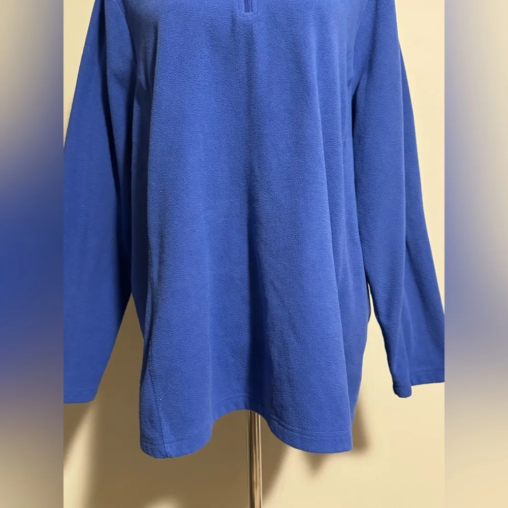 EUC Lands End Blue Lightweight Fleece Quarter Zip Pullover Size 1X - Image 3