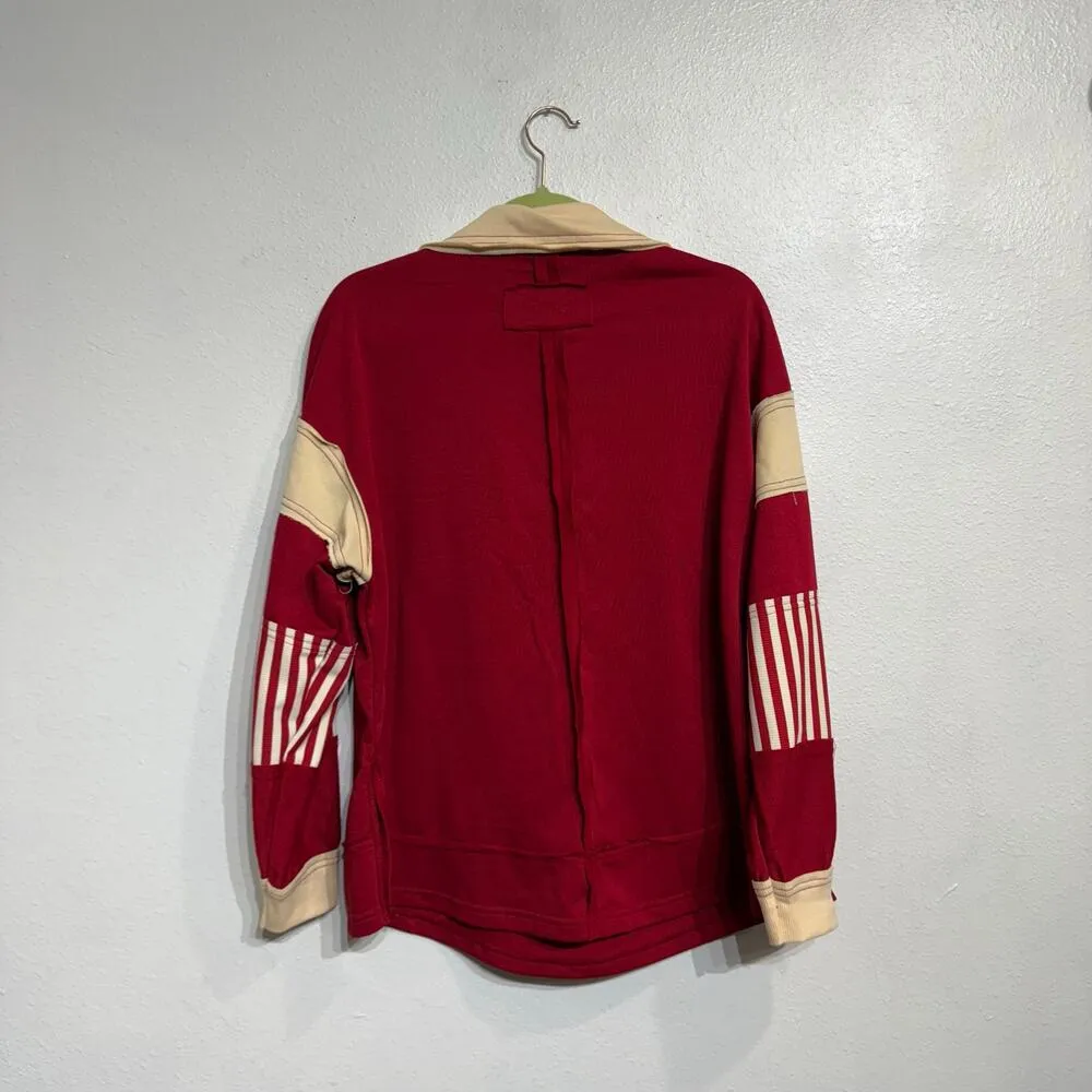 Shein Red Colorblock Collar V-Neck Oversized Pullover Sz S NWT - Image 9