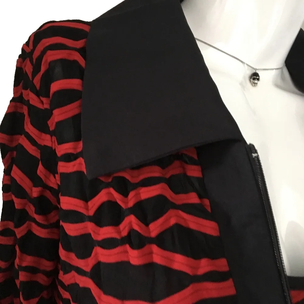 new Donna  Ruched Mesh Jacket + Boned Corset Style Tank Twinset  Red + Black - Image 2