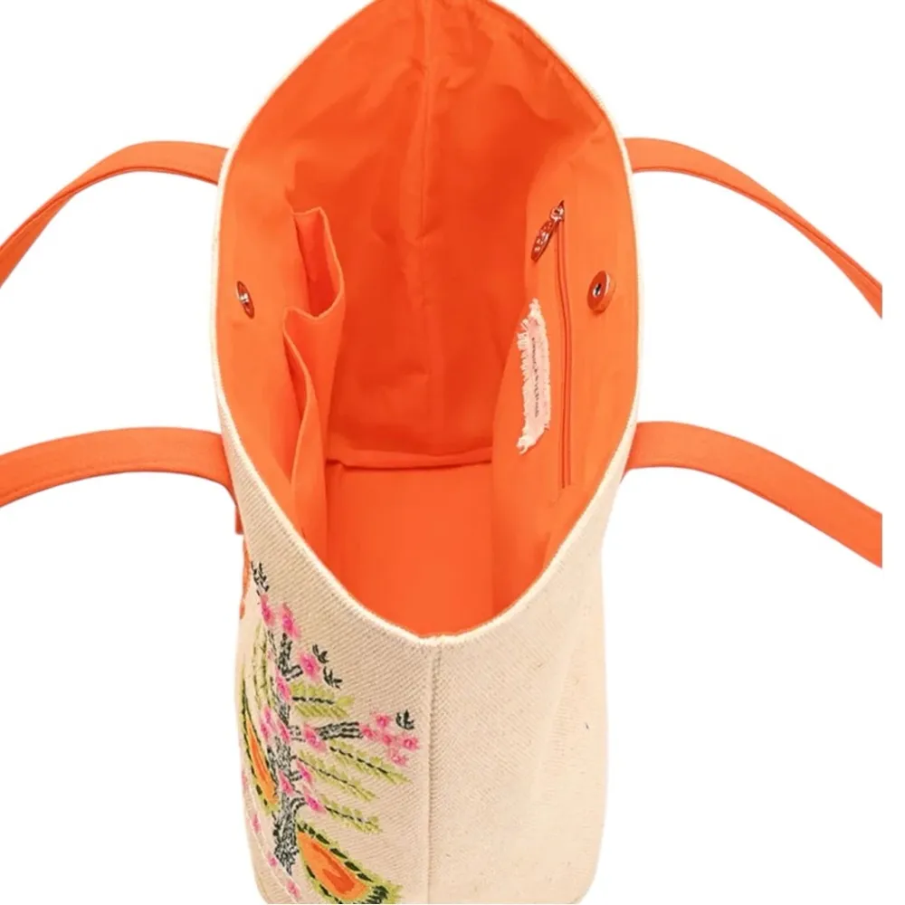 AMERICA & BEYOND PINEAPPLE EMBELLISHED TOTE Orange - Image 4