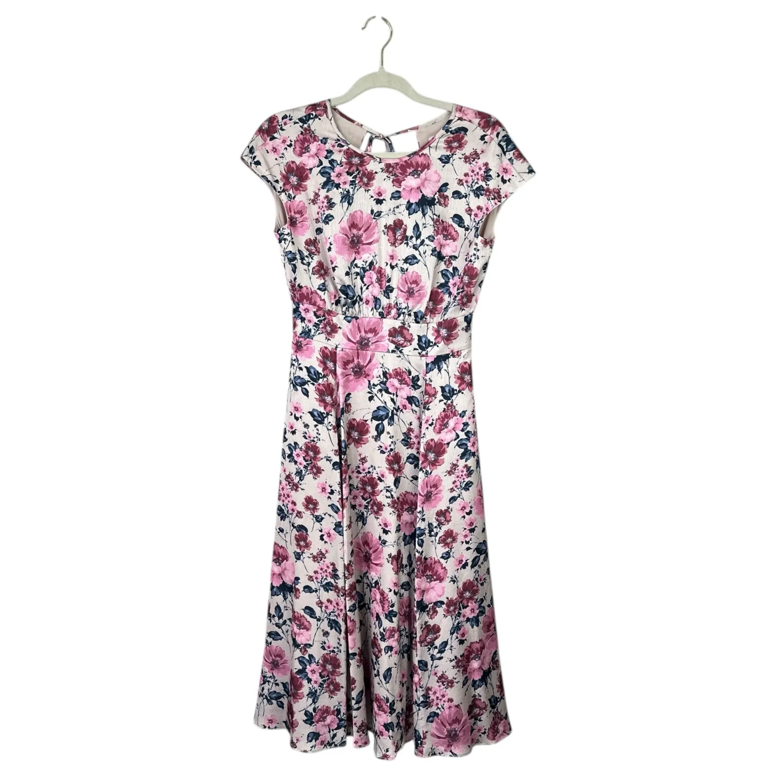 GAL MEETS GLAM Julia Midi Dress Pink Floral Size 2 Romantic Tea Flowy Elegant - Image 2