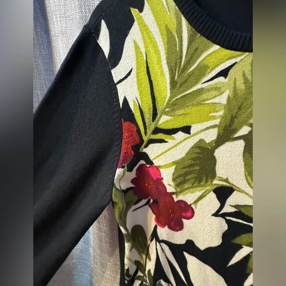 Tommy Bahama Size S Tropical Floral Long Sleeve Knit Sweater Dress - Image 7