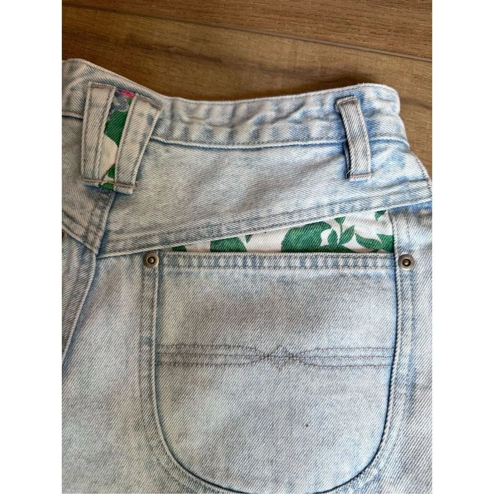 Bermuda Nuovo Denim Jean Shorts Vintage Womens Small 4 5 Light Wash  Floral - Image 7