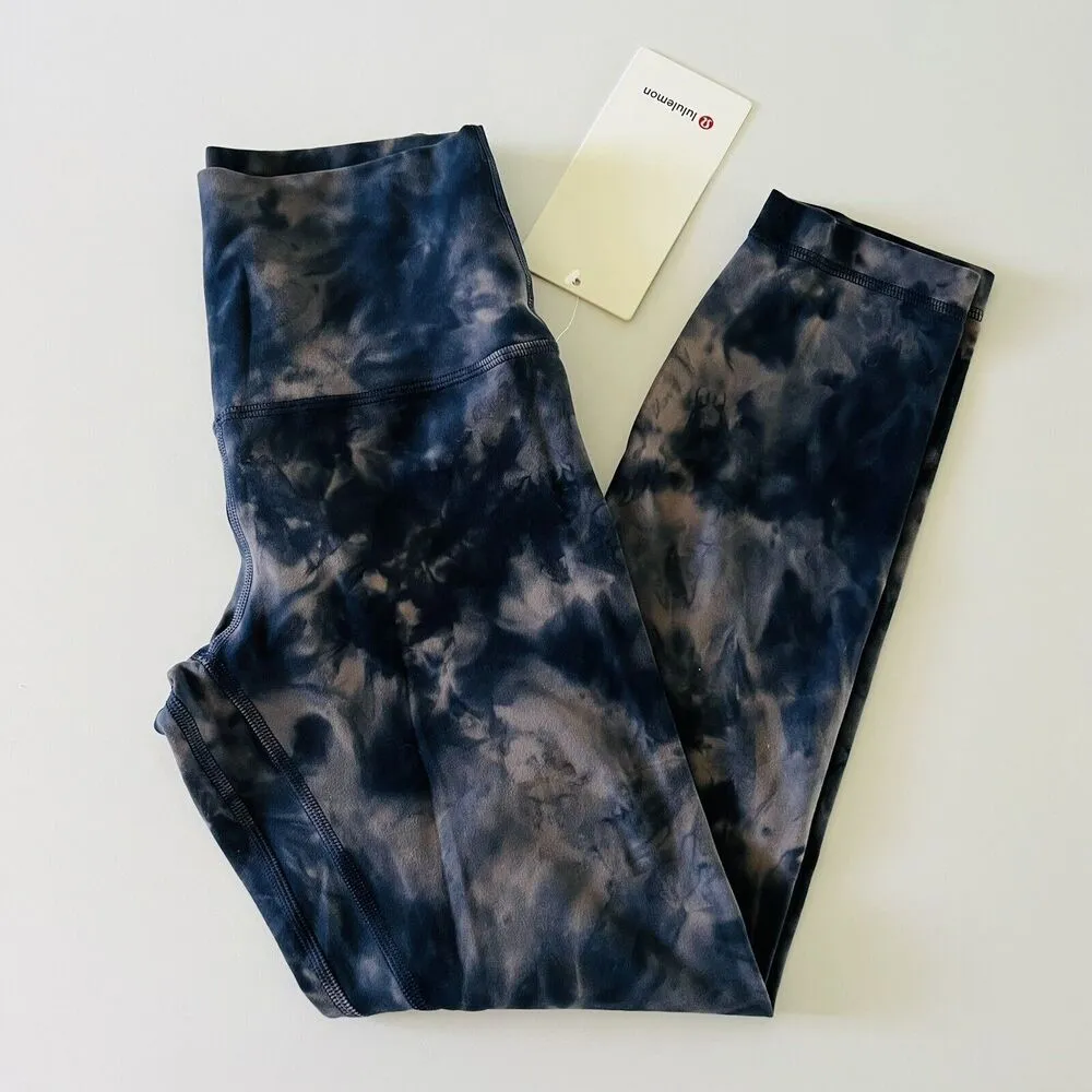 LULULEMON ATHLETICA Diamond Dye Rock True Navy Align HR Crop 23" Leggings - US 4 - Image 3