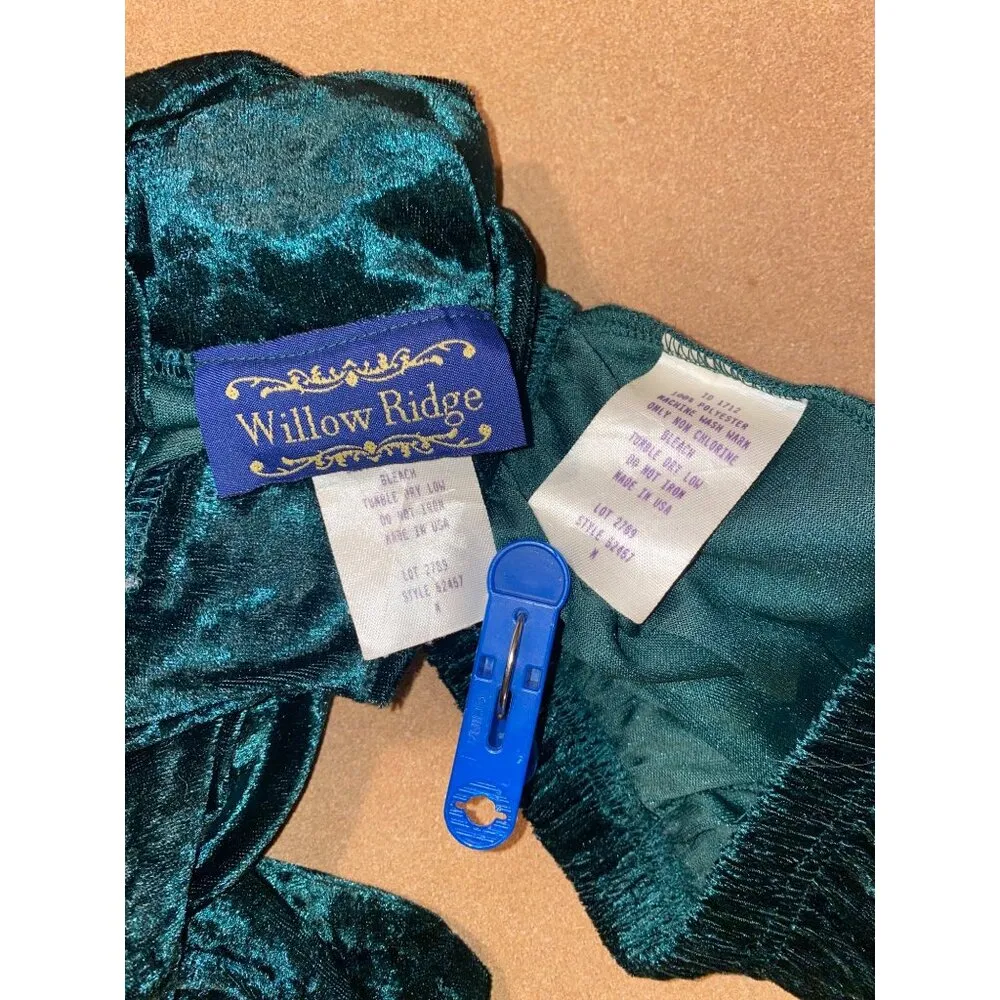 Vintage Willow Ridge USA Dark Green Hunter Velvet Lounge Set or Costume 2 pcs Size L - Image 2