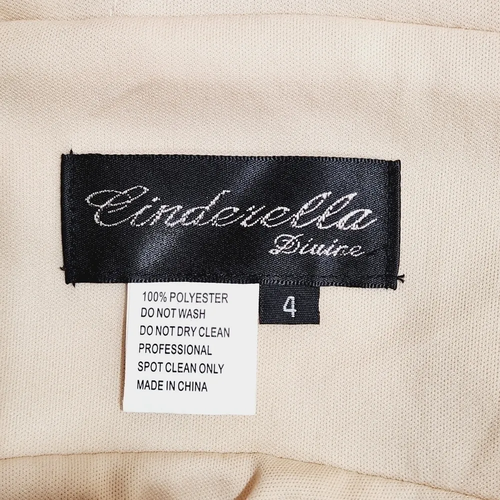 Cinderella Divine Satin Flowy A-line Dress With Leg Slit, Open Back V-Neck Sz: 4 - Image 10