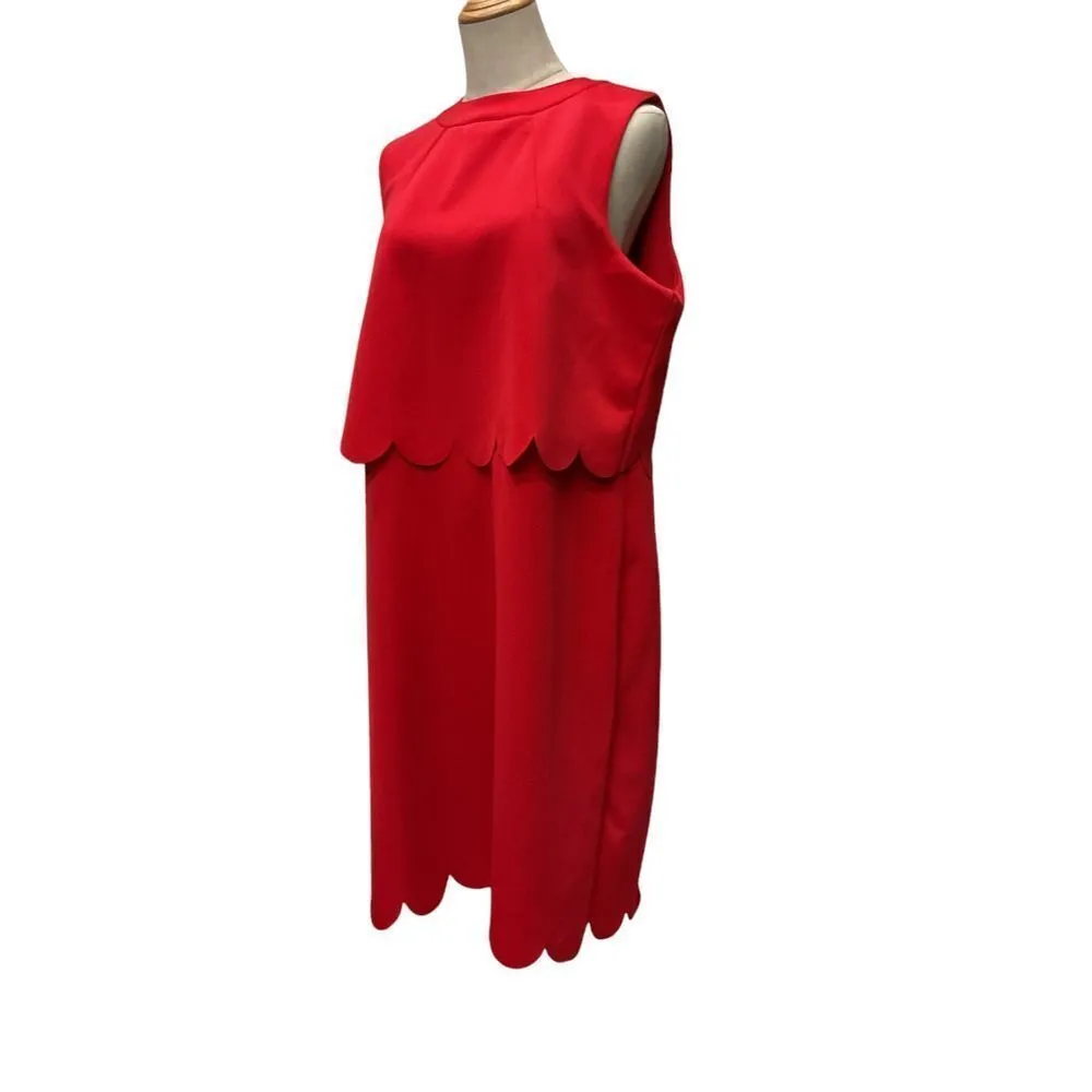 Anthropologie ELOQUII Women's Red Scalloped Overlay Dress Plus Size 16‎ Stretch - Image 5