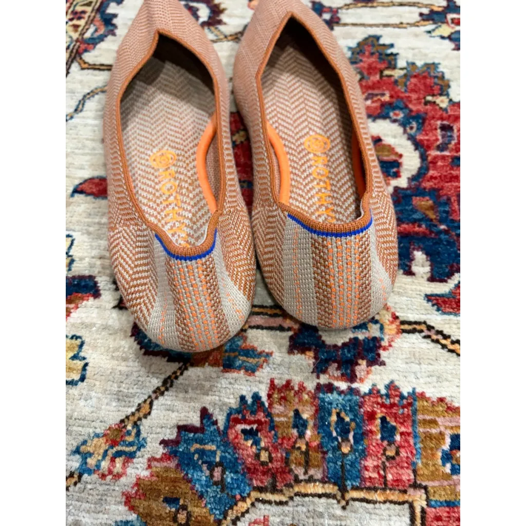 Rothy’s The Point Wool Blend Flat Rust Orange Herringbone Knit Size 9.5 - Image 3