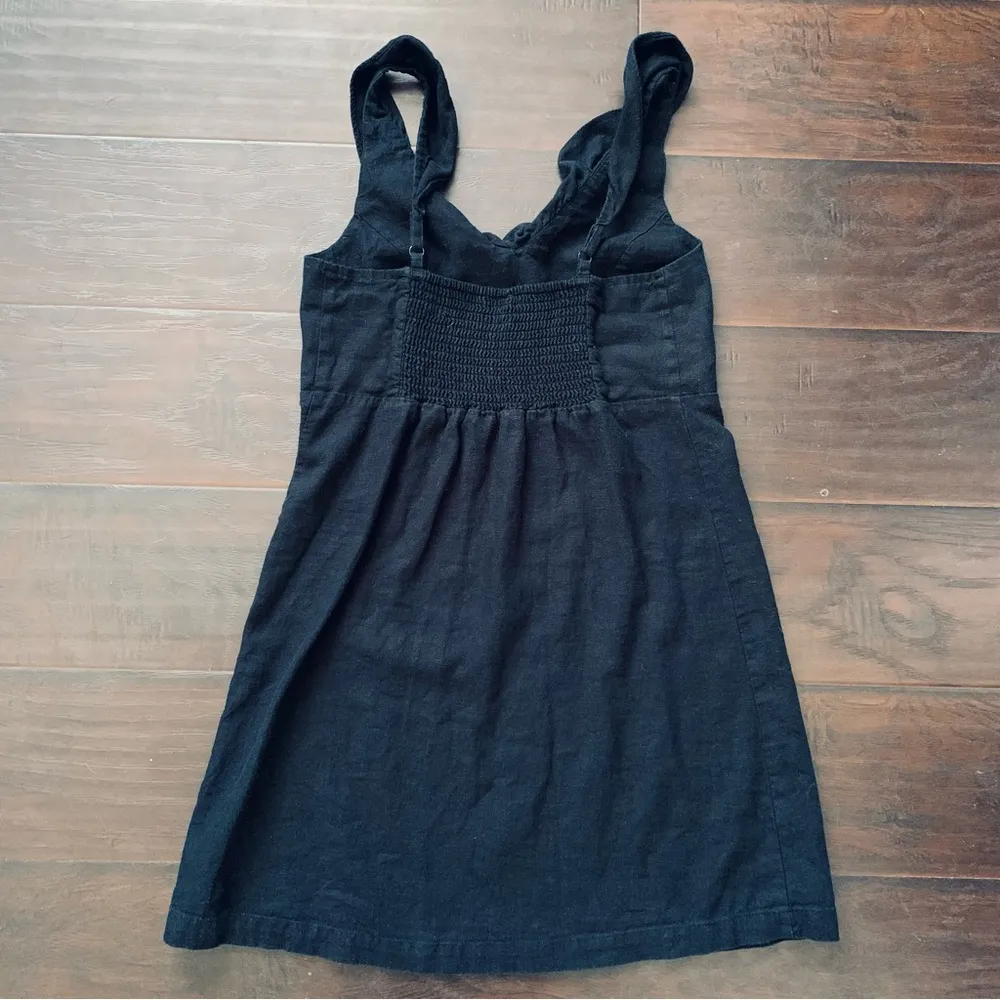 Old Navy Black Sleeveless Ruffled Fit & Flare Linen-Blend Mini Dress | Size: S - Image 5