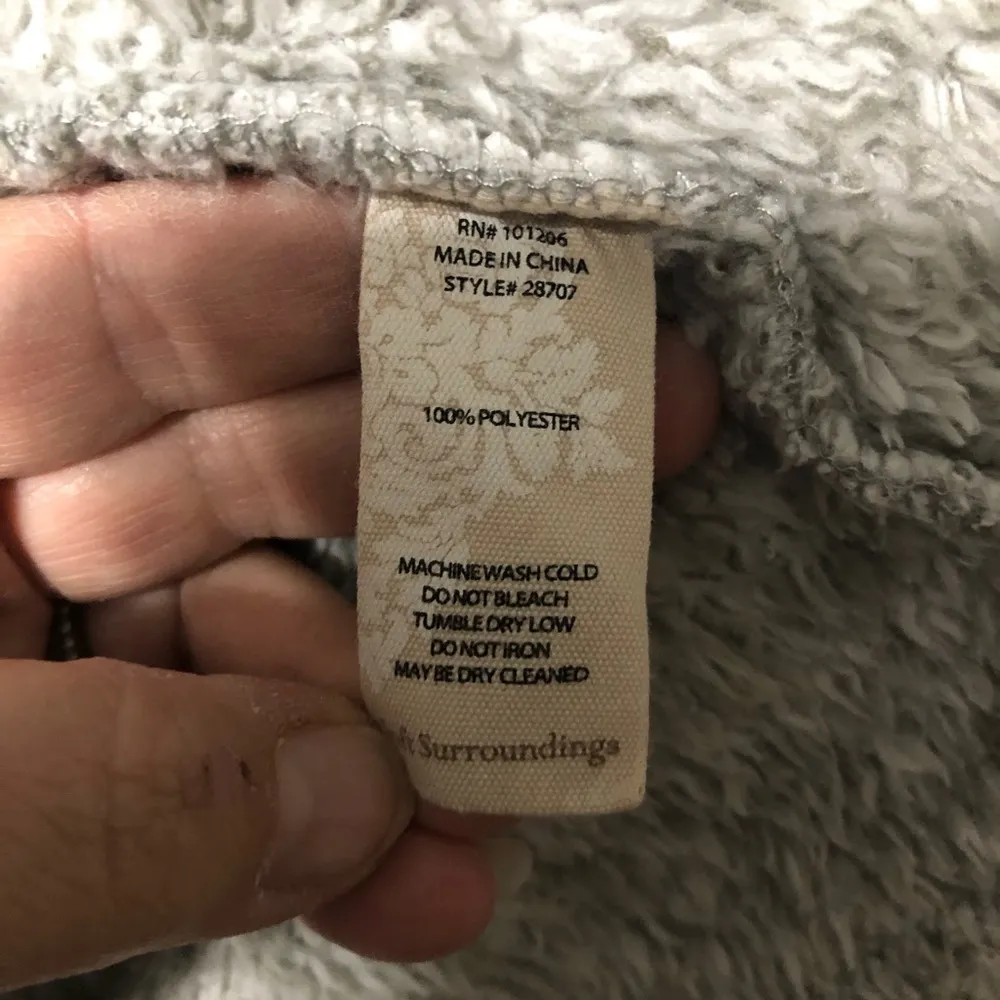 Soft surroundings hugs gray white fleck fleece one button jacket coat size large - Image 15