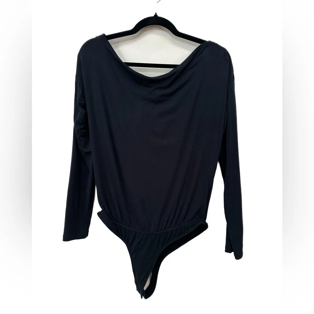 PAIGE womens Suvi Bodysuit Off the Shoulder Long Sleeve in Black. Sz Med - Image 5