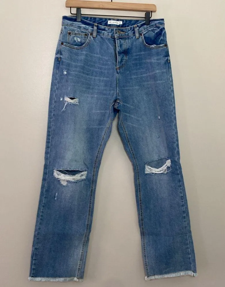 Avec Les Filles Distressed Button Fly Straight Raw Hem Jeans Size 29 - Image 13