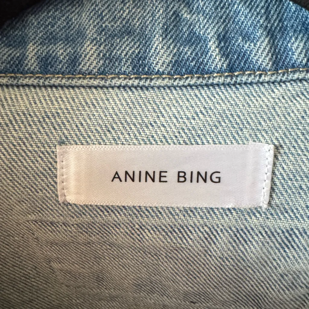 Anine Bing Distressed Denim Jacket in Vintage Blue - Image 2