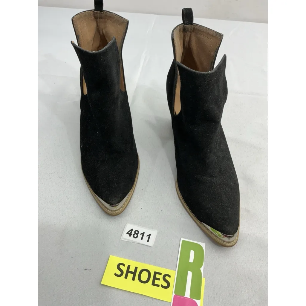 Womans A Rider Girl Mid Ankle Boots 10 Black Stacked Heel Dbl Cutout Toe Guard - Image 2