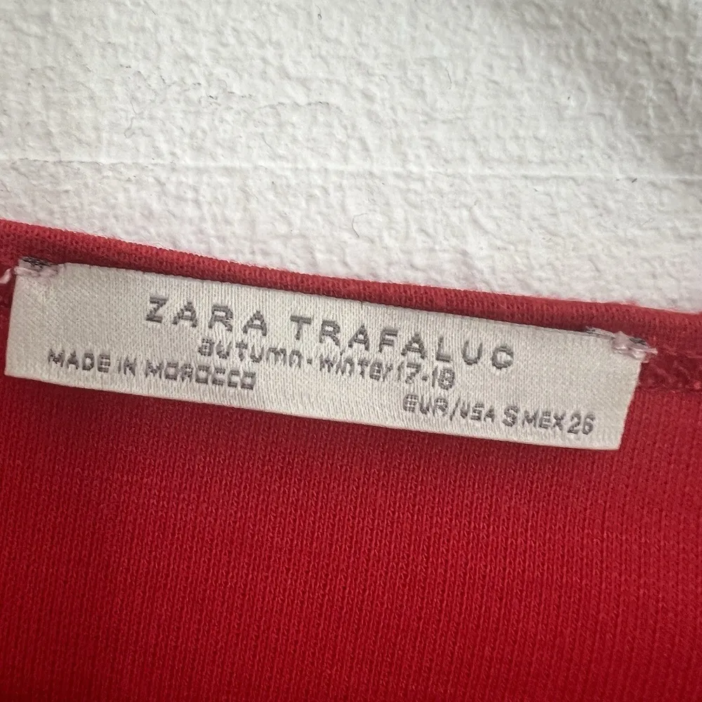 Zara Trafaluc Red Ruffle Blouse top 3/4 Sleeve SMALL - Image 9