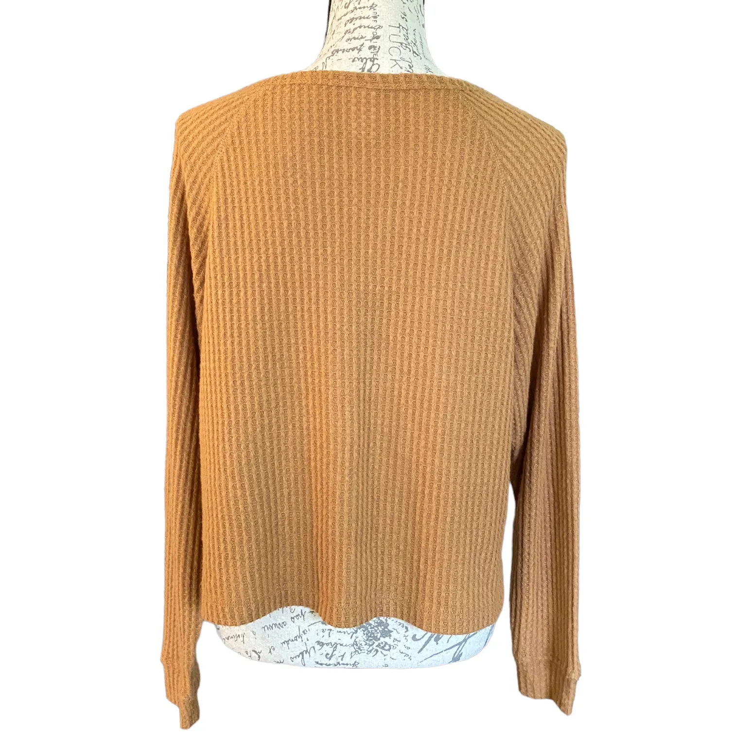 Abound Brown Long Sleeve V Neck Shirt Size Medium - Image 2