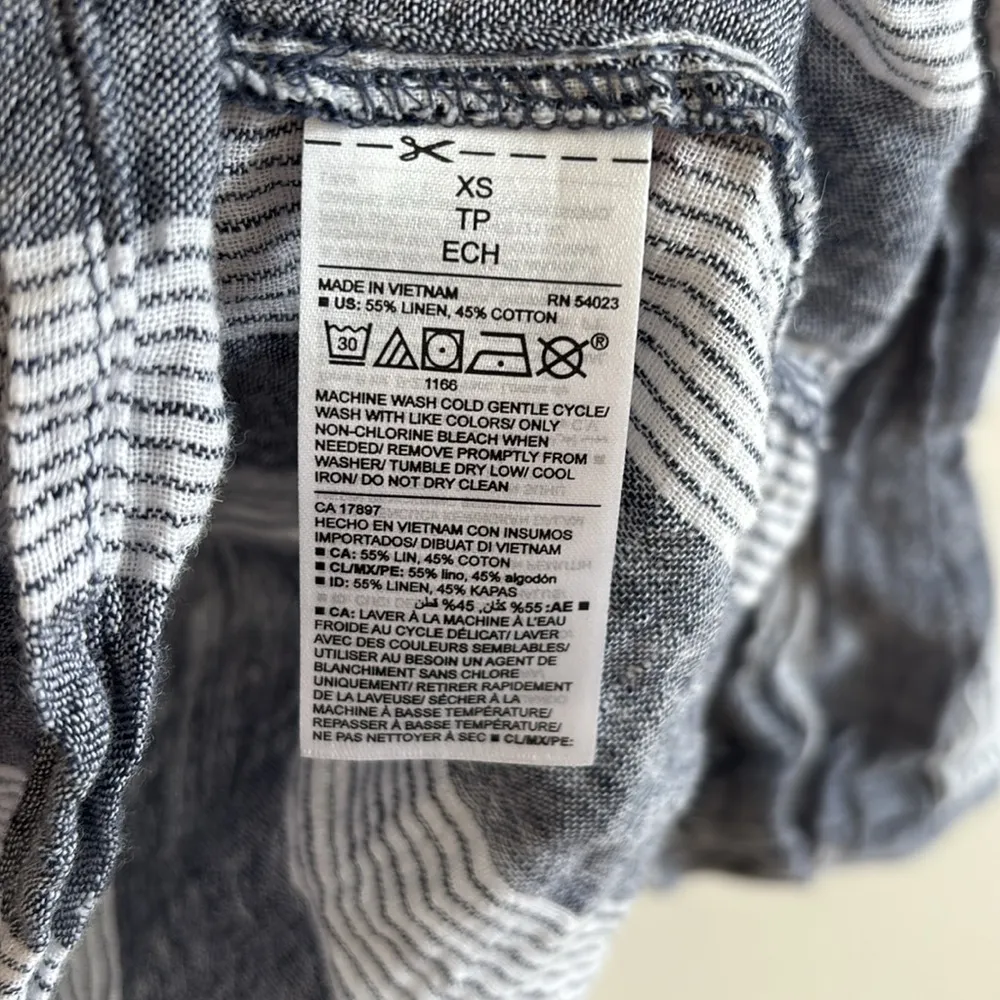 Old Navy Linen Cotton Long Sleeve Top Blouse Color Striped Size XS - Image 5