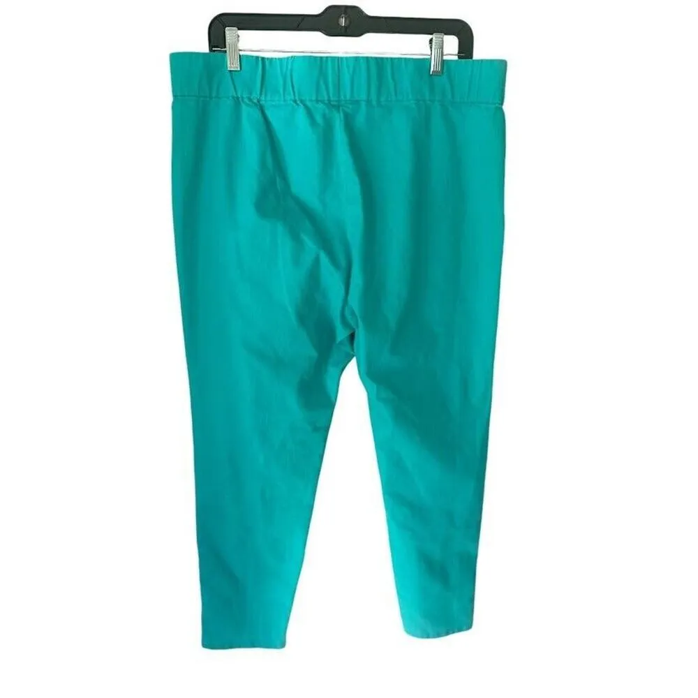 Soft Surroundings Green Blue Metro Denim Leggings Size Large L Button Detail - Image 3