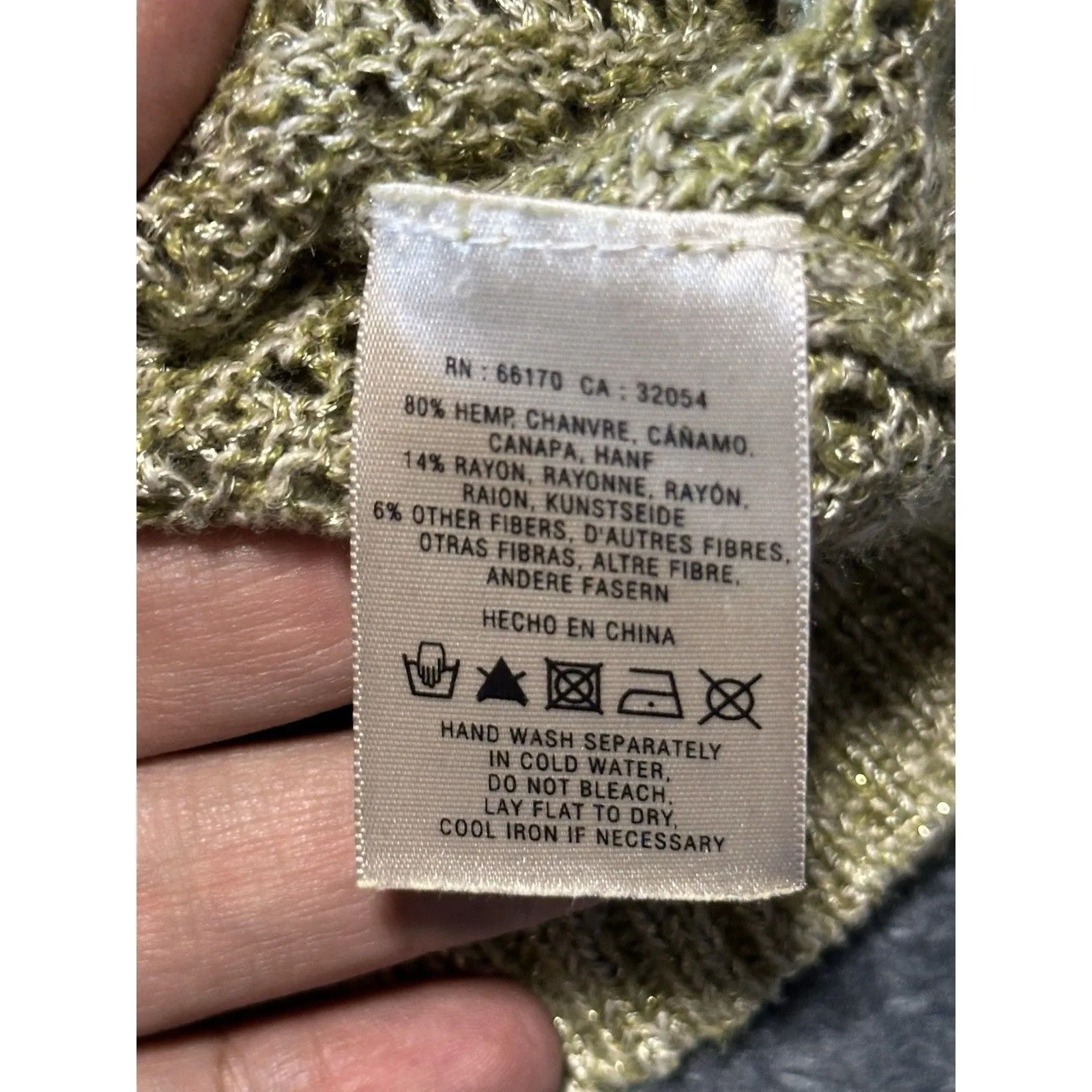 Anthropologie Guinevere Hemp Metallic Sweater Gold Sheer Open Knit Size M - Image 8